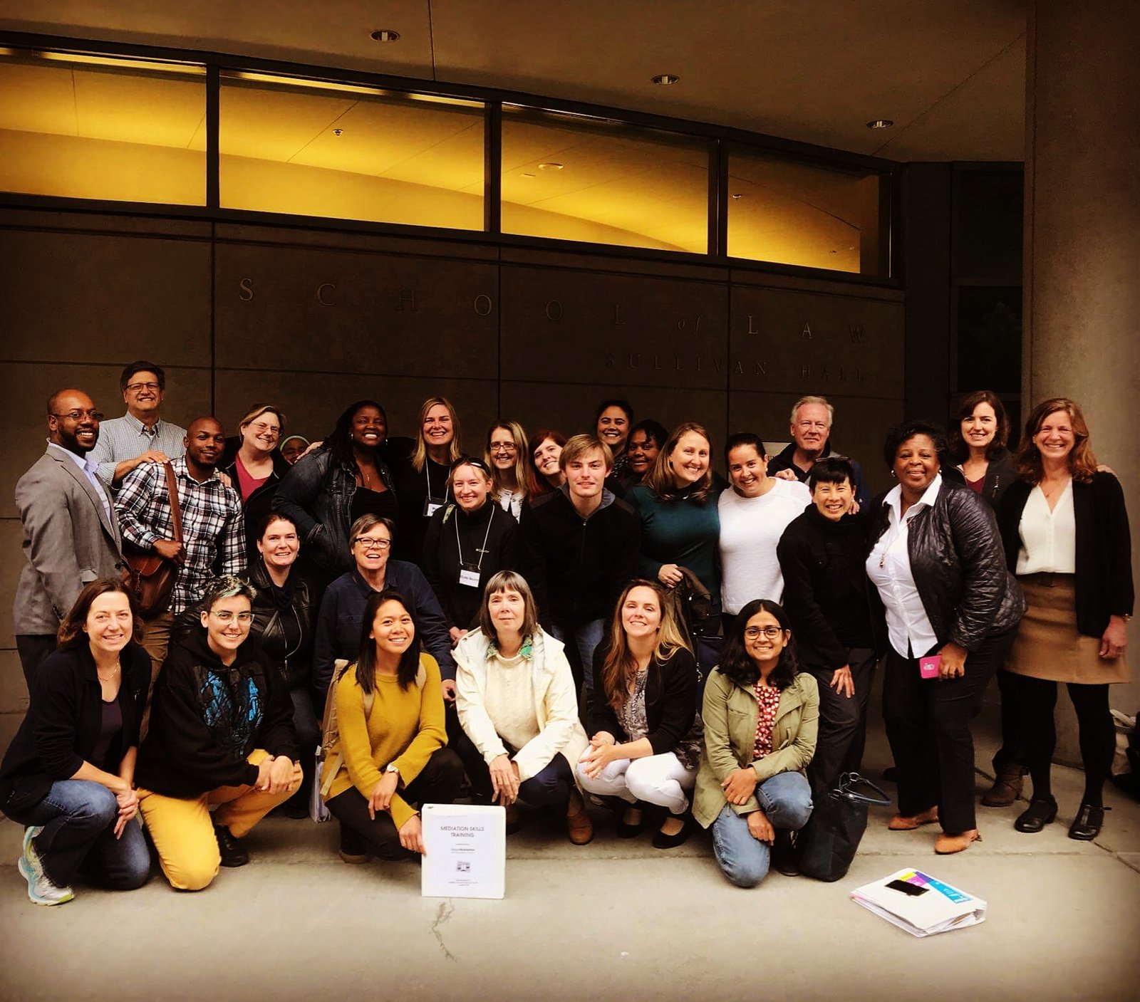 Holly with her mediation certification graduating class outside Sullivan Hall at Seattle University School of Law