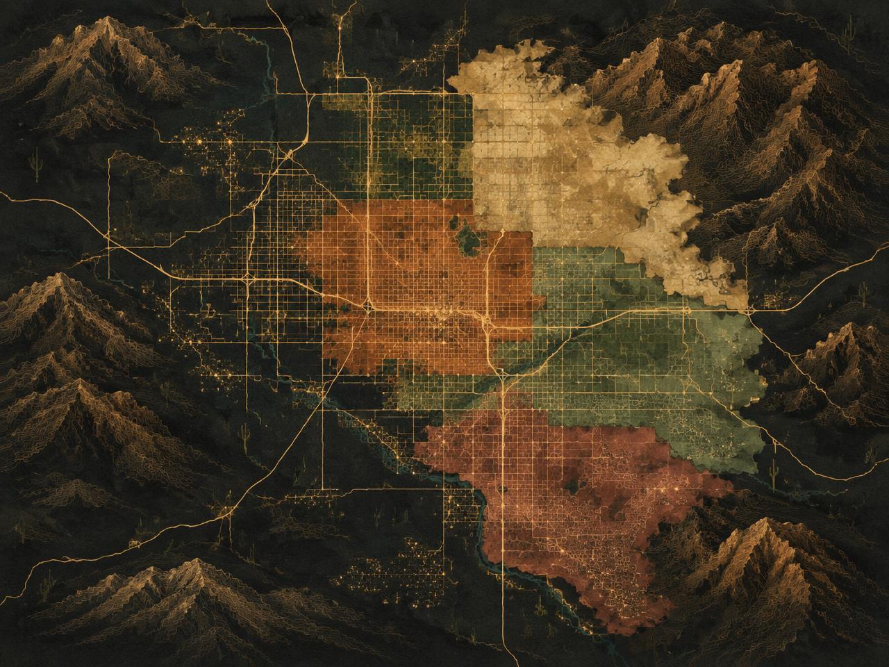 Illustrated map of the Phoenix metro area